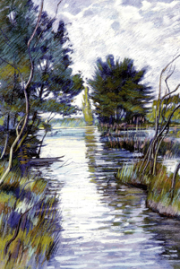 Les inondations de la Moder  1981 - Pastel sec
C.P
63*48
